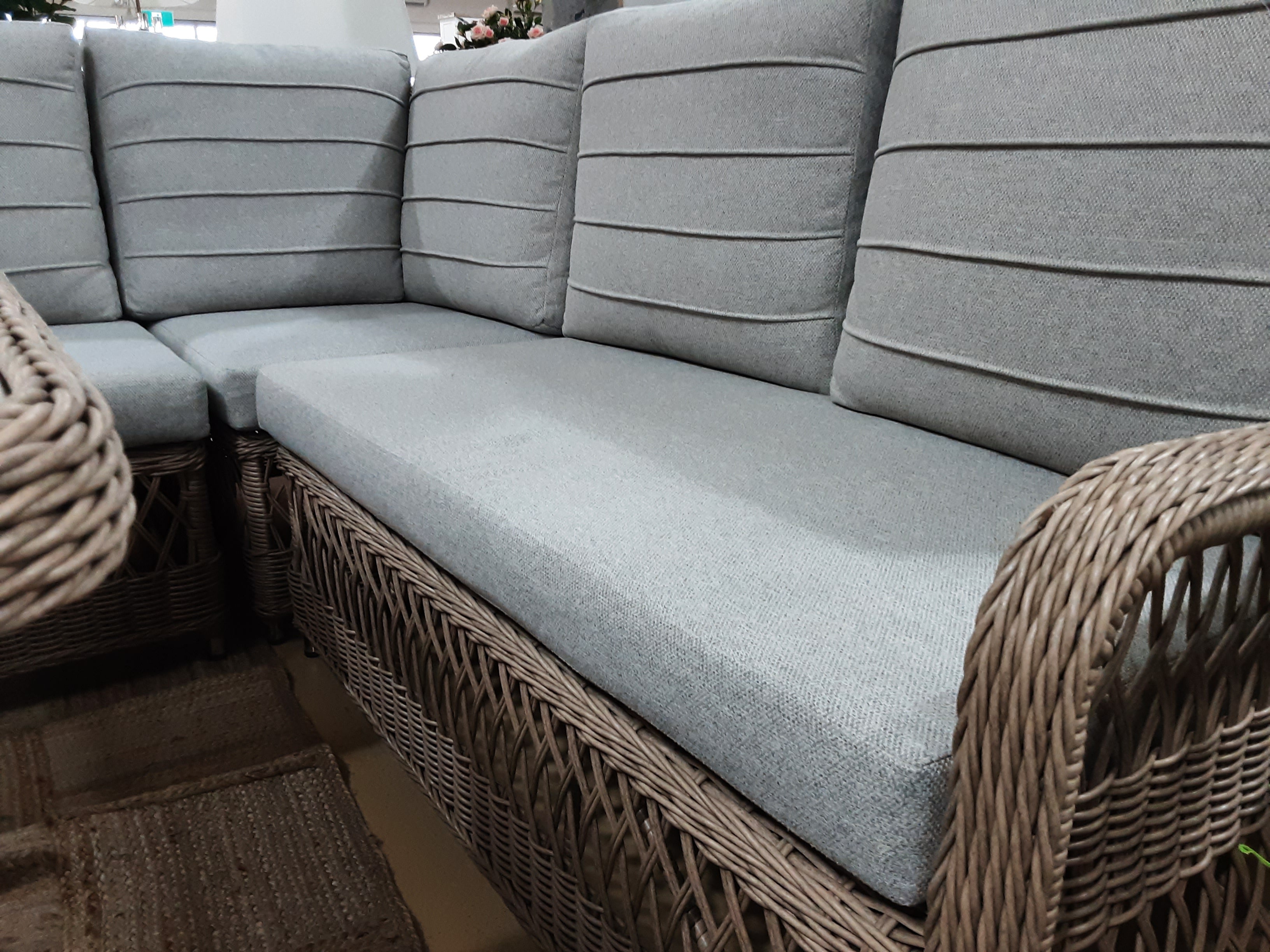 KALAMI 6PC WICKER CORNER SOFA SET- NATURAL/STONE / CORFU