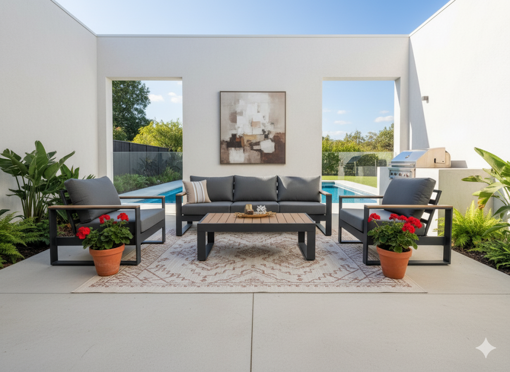 BORETTO 4PC Outdoor Sofa Set - Charcoal