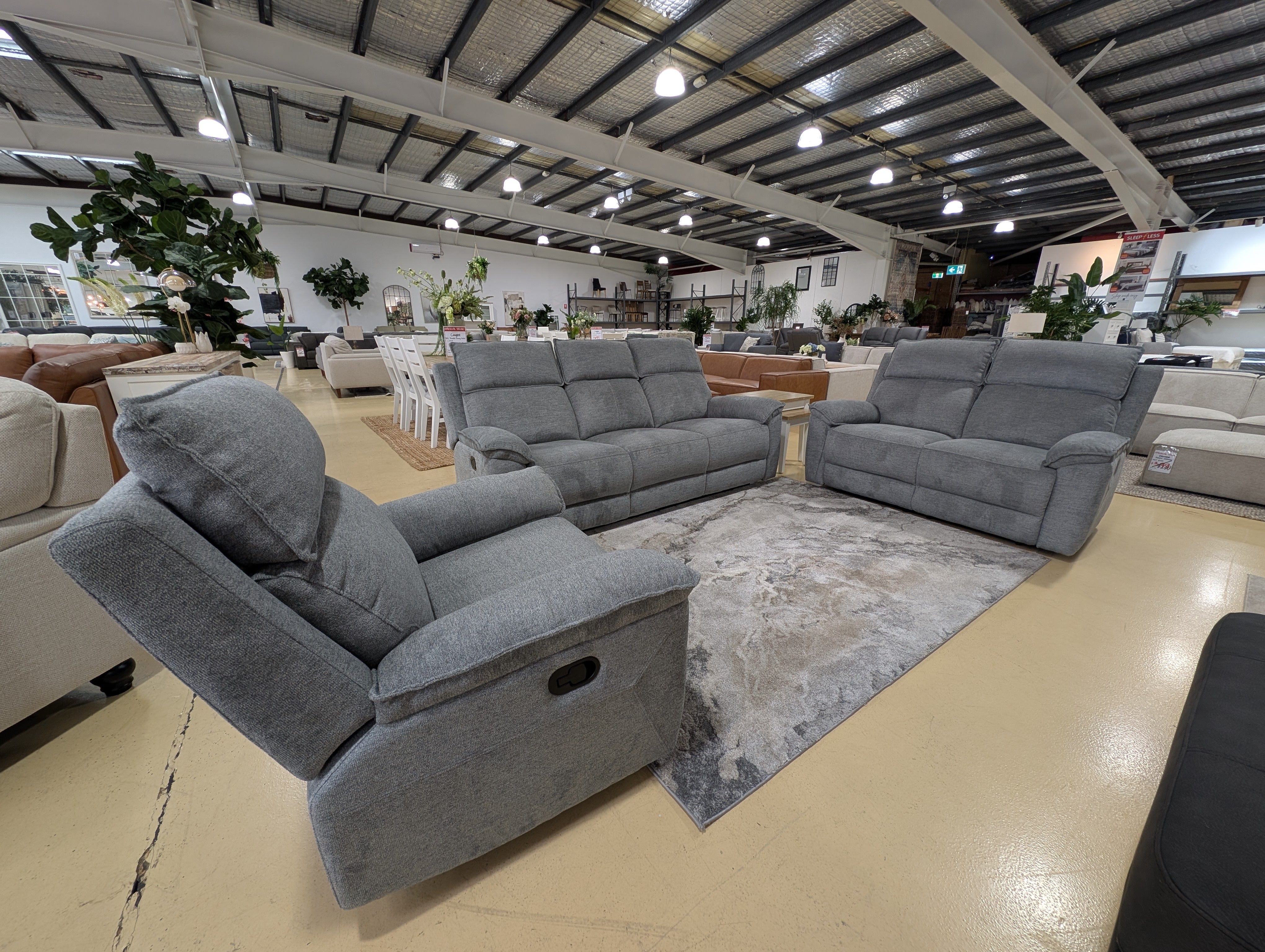 ESTELLA 2 Seater Manual Recliner - Grey