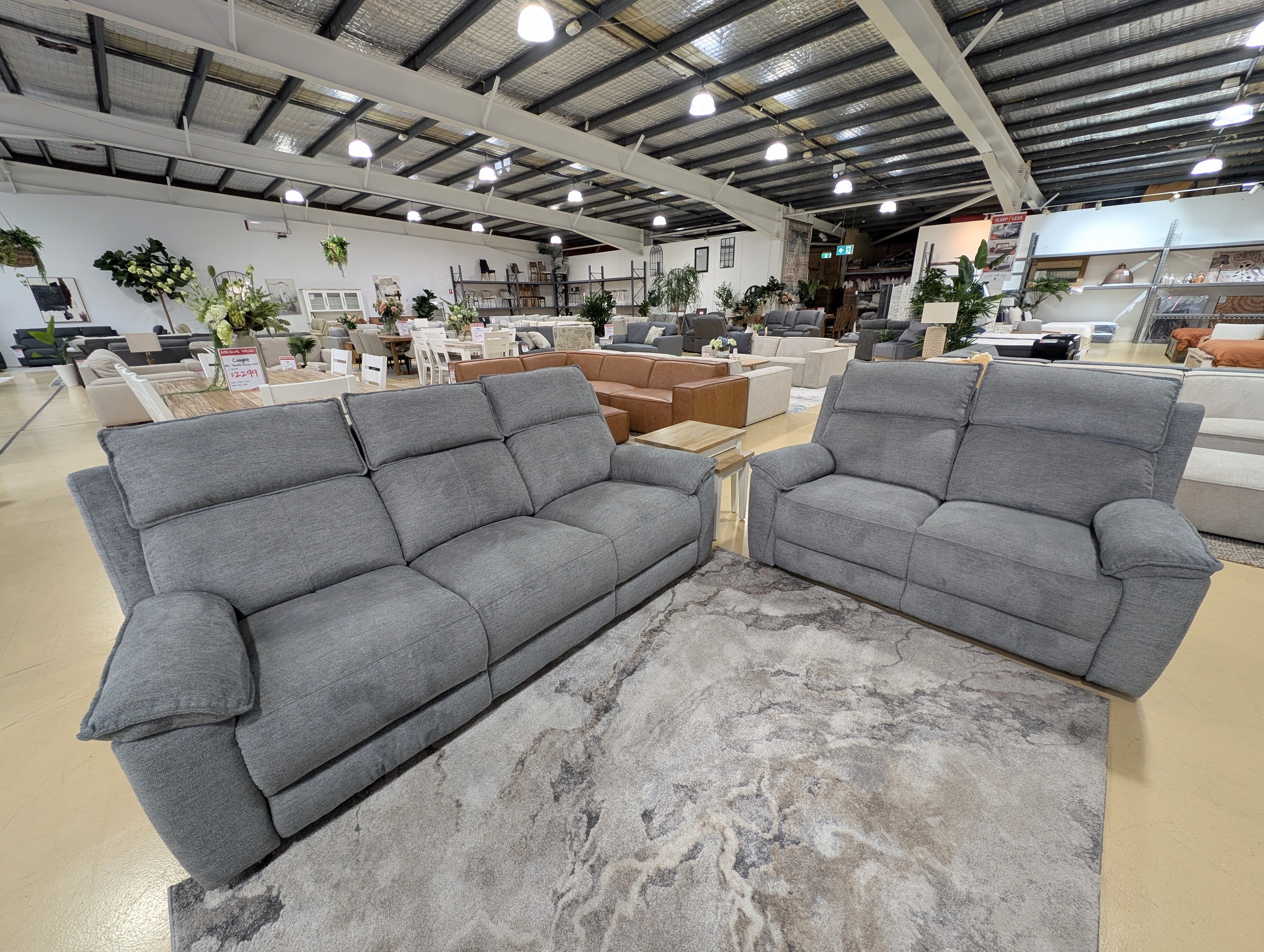ESTELLA 2 Seater Manual Recliner - Grey