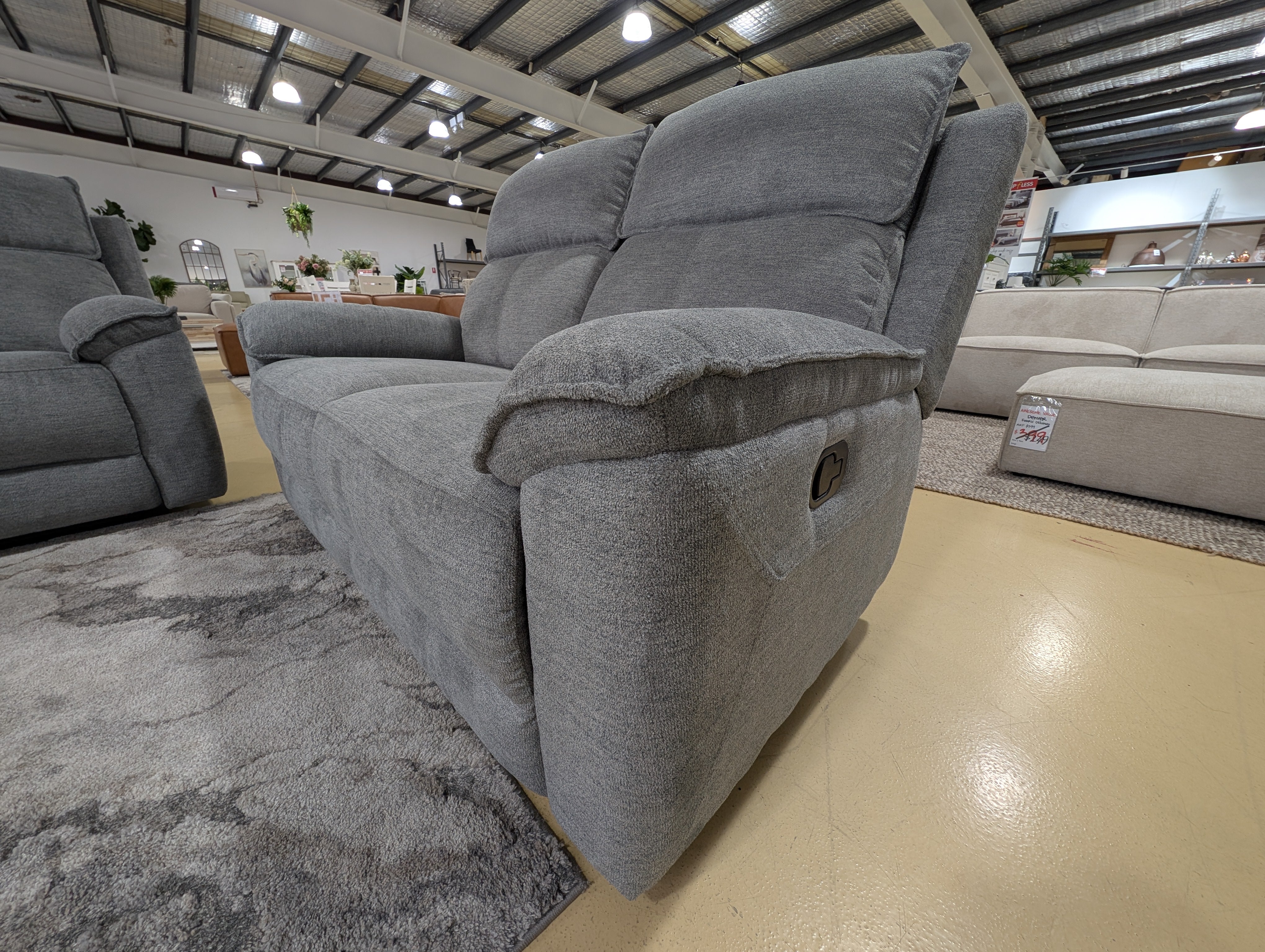 ESTELLA 2 Seater Manual Recliner - Grey