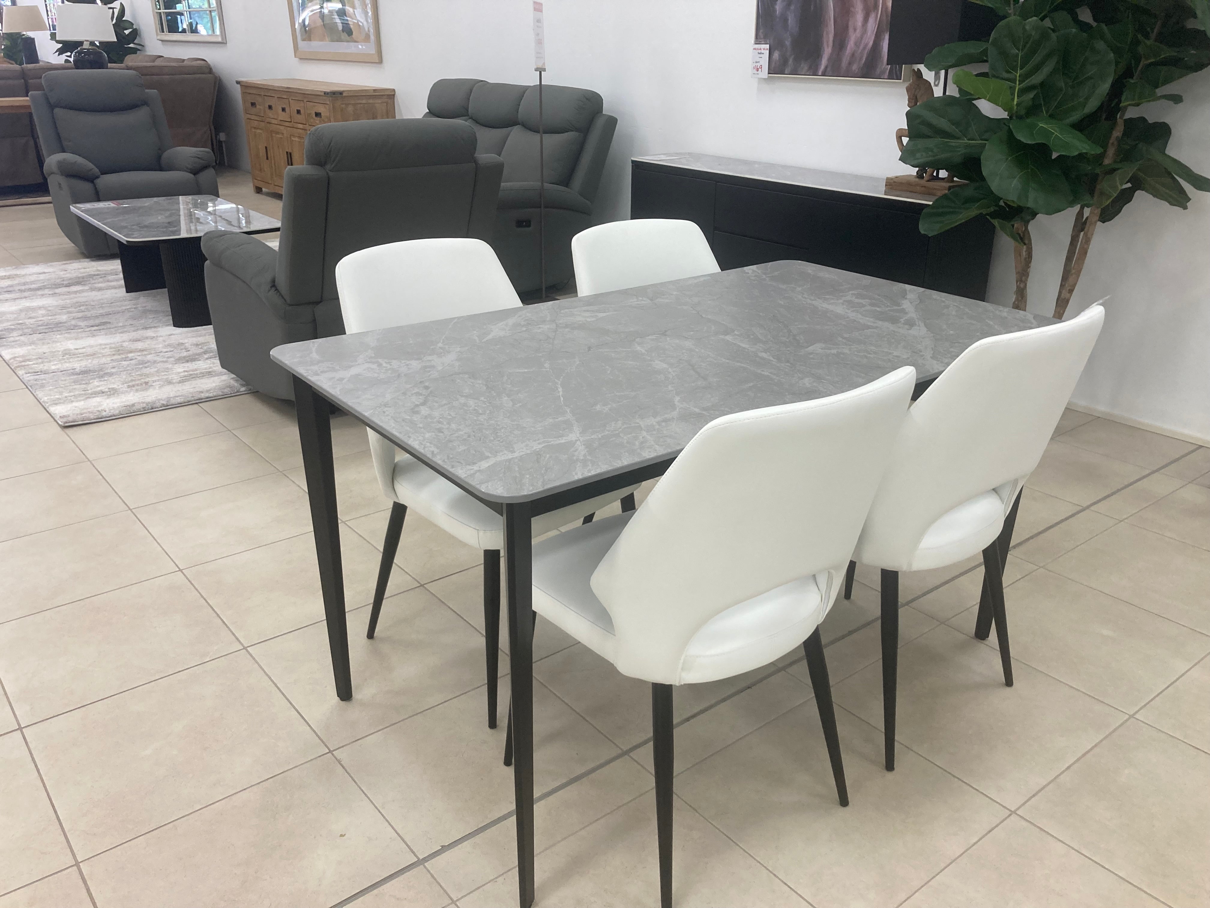 BAYLEN 4 Seater Dining Suite - White Baylen Chairs