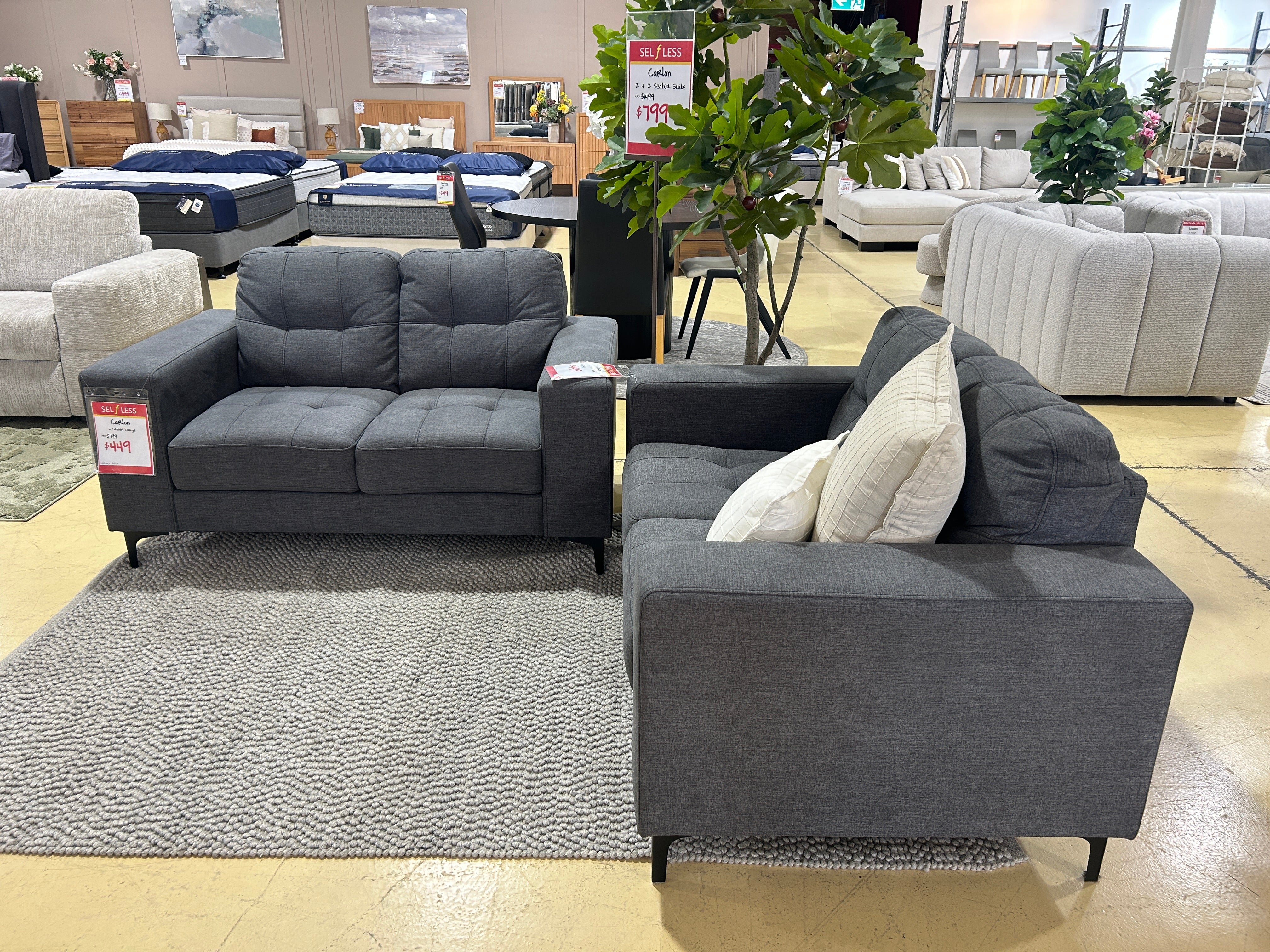 CARLON 2 Seater Sofa - Charcoal