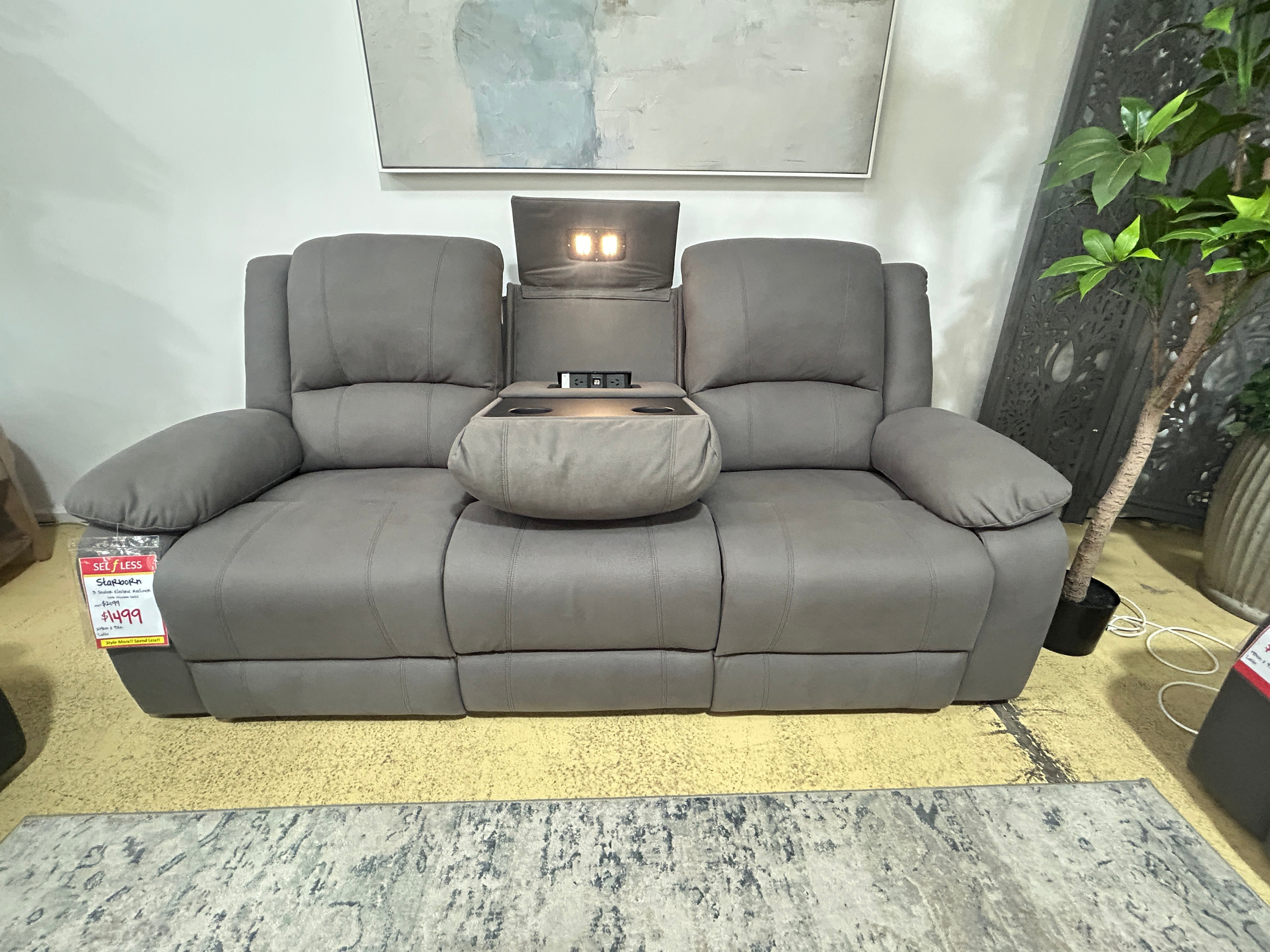 STARBORN 3 Seater Electric Recliner - Latte