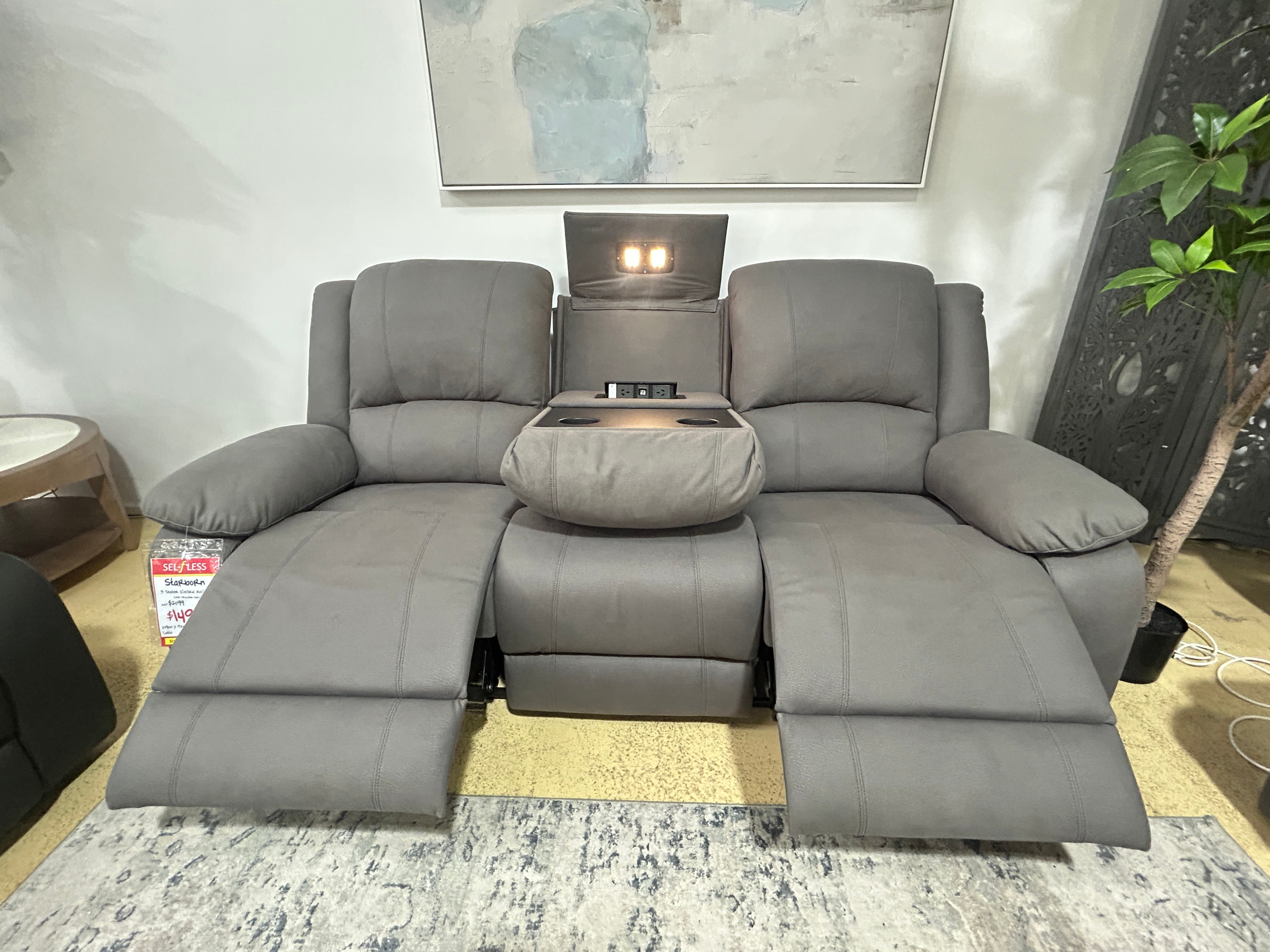 STARBORN 3 Seater Electric Recliner - Latte