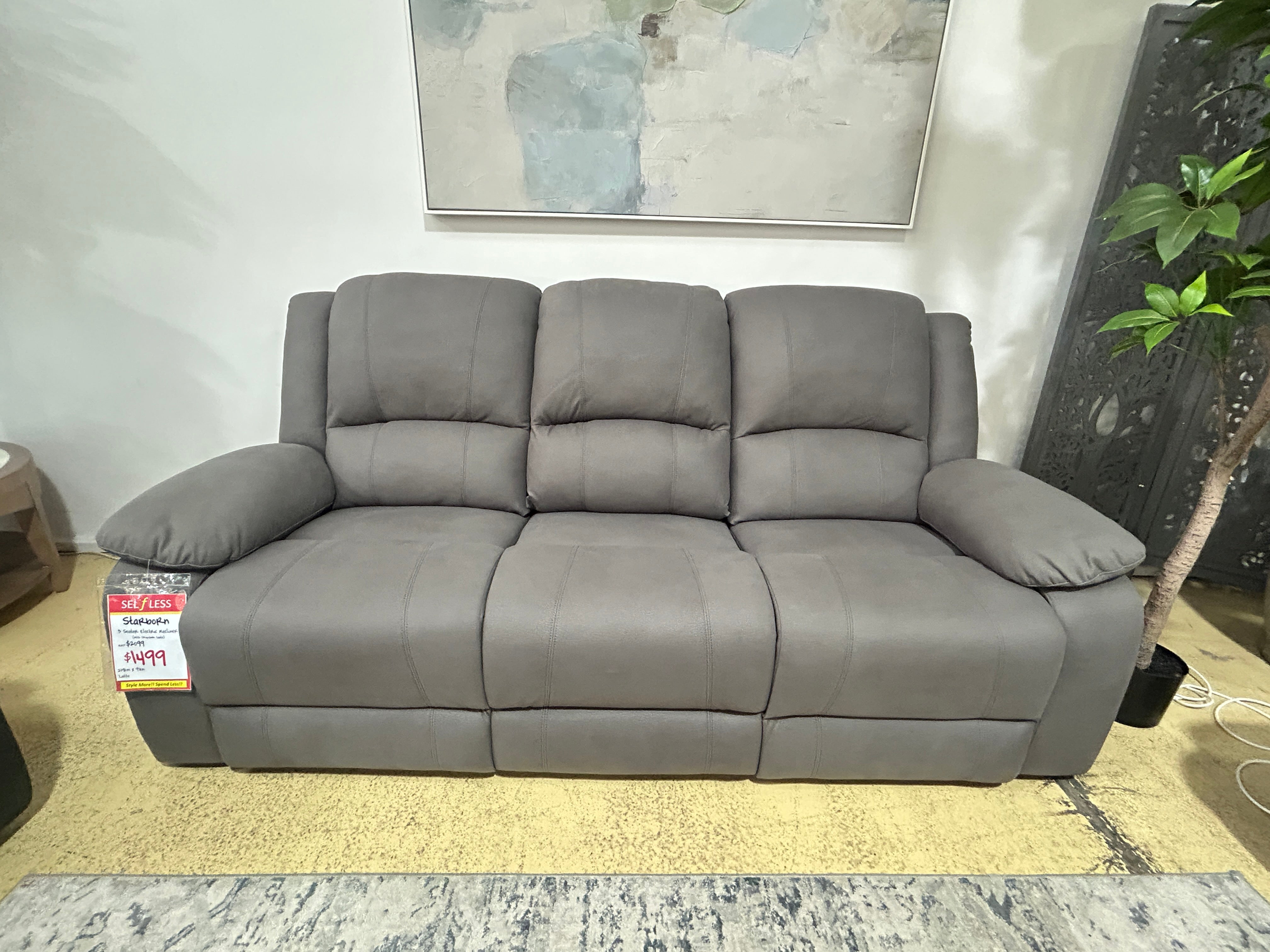 STARBORN 3 Seater Electric Recliner - Latte