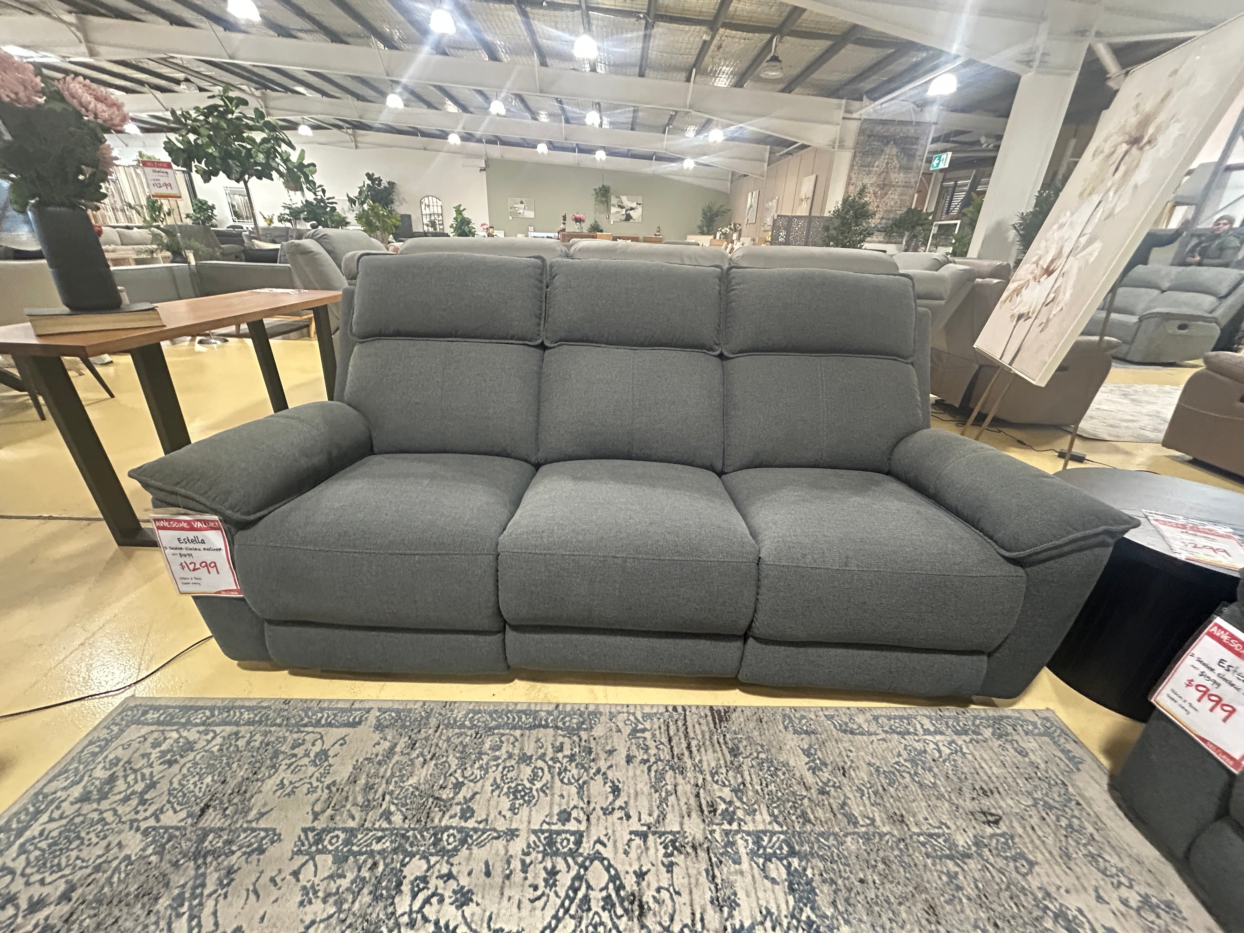 ESTELLA 3ERR +ER + ER Recliner Suite (ELEC) - Dark Grey