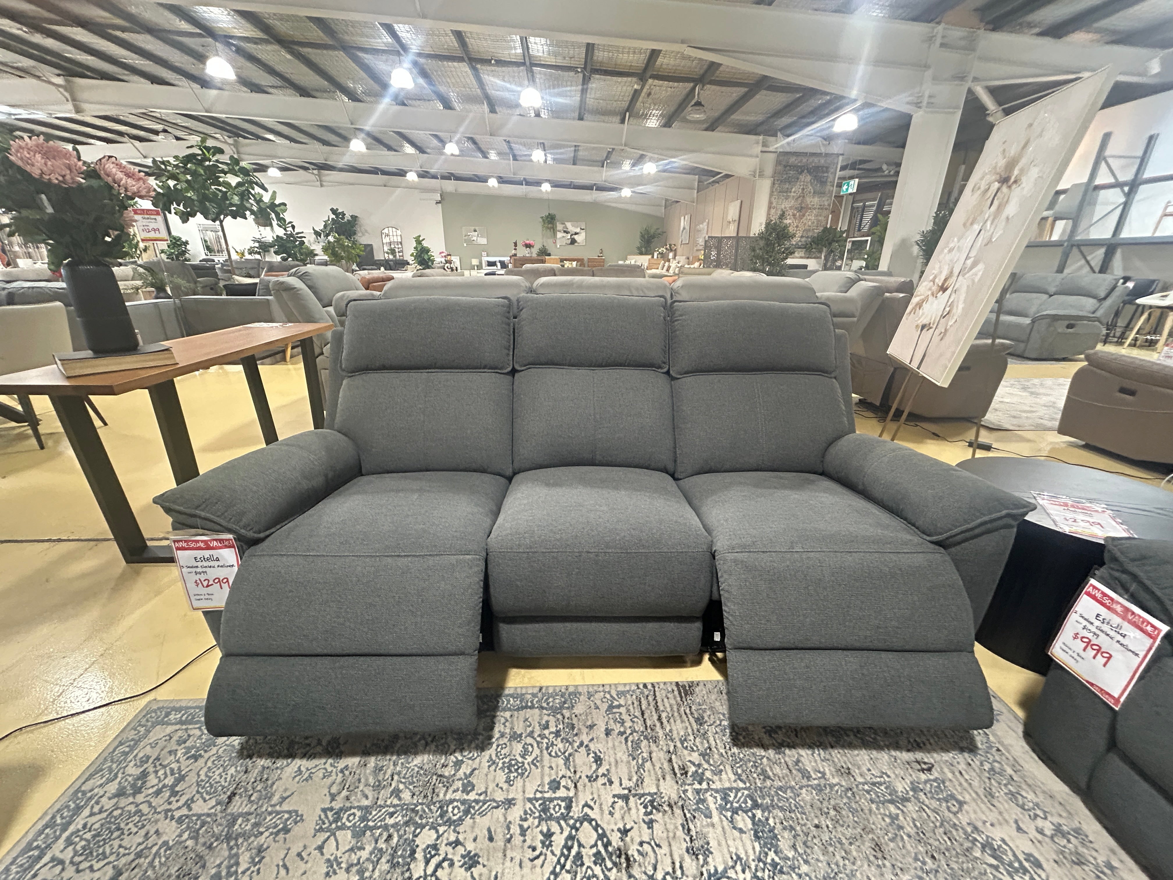 ESTELLA 3ERR +ER + ER Recliner Suite (ELEC) - Dark Grey