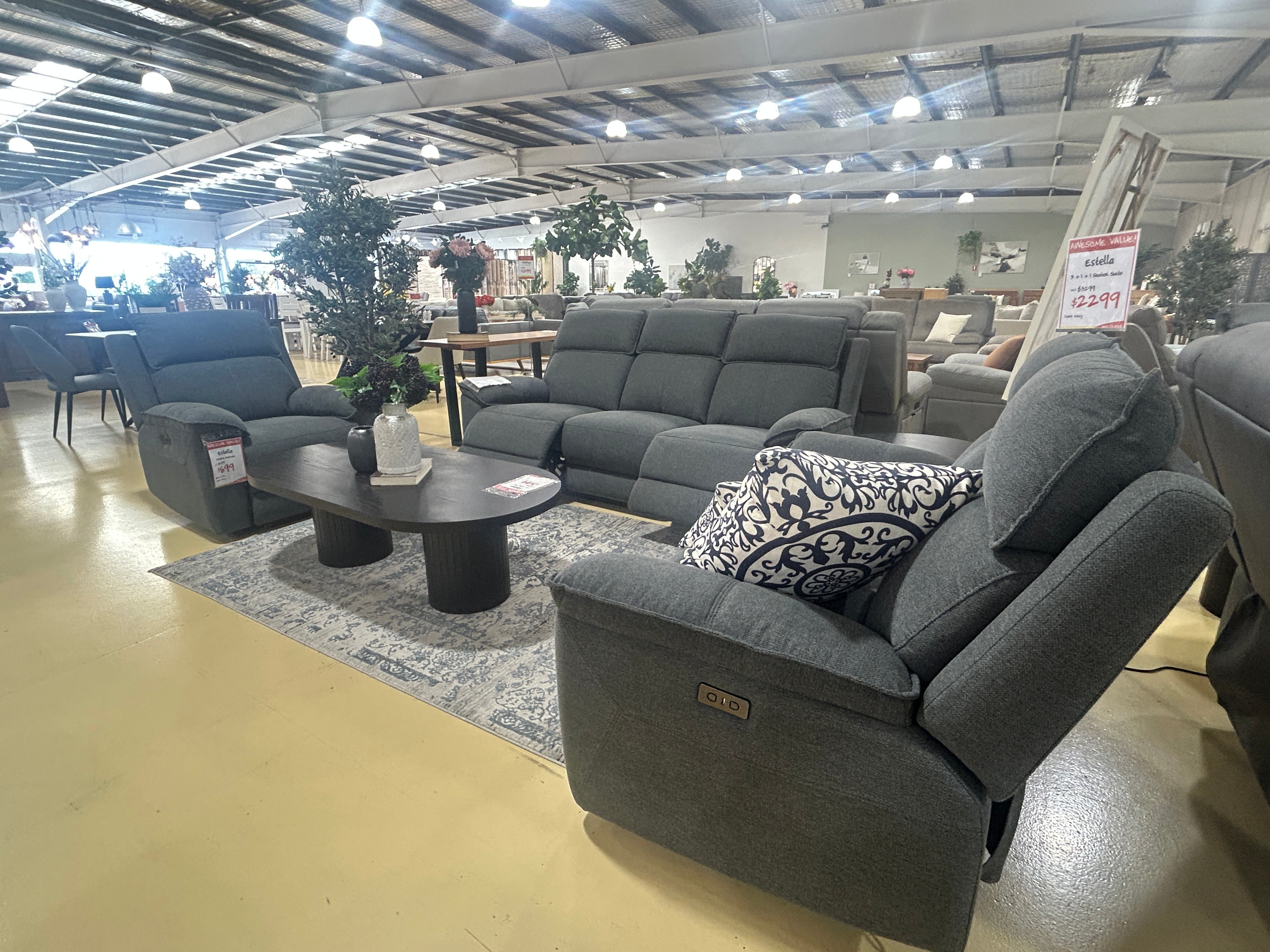 ESTELLA 3ERR +ER + ER Recliner Suite (ELEC) - Dark Grey