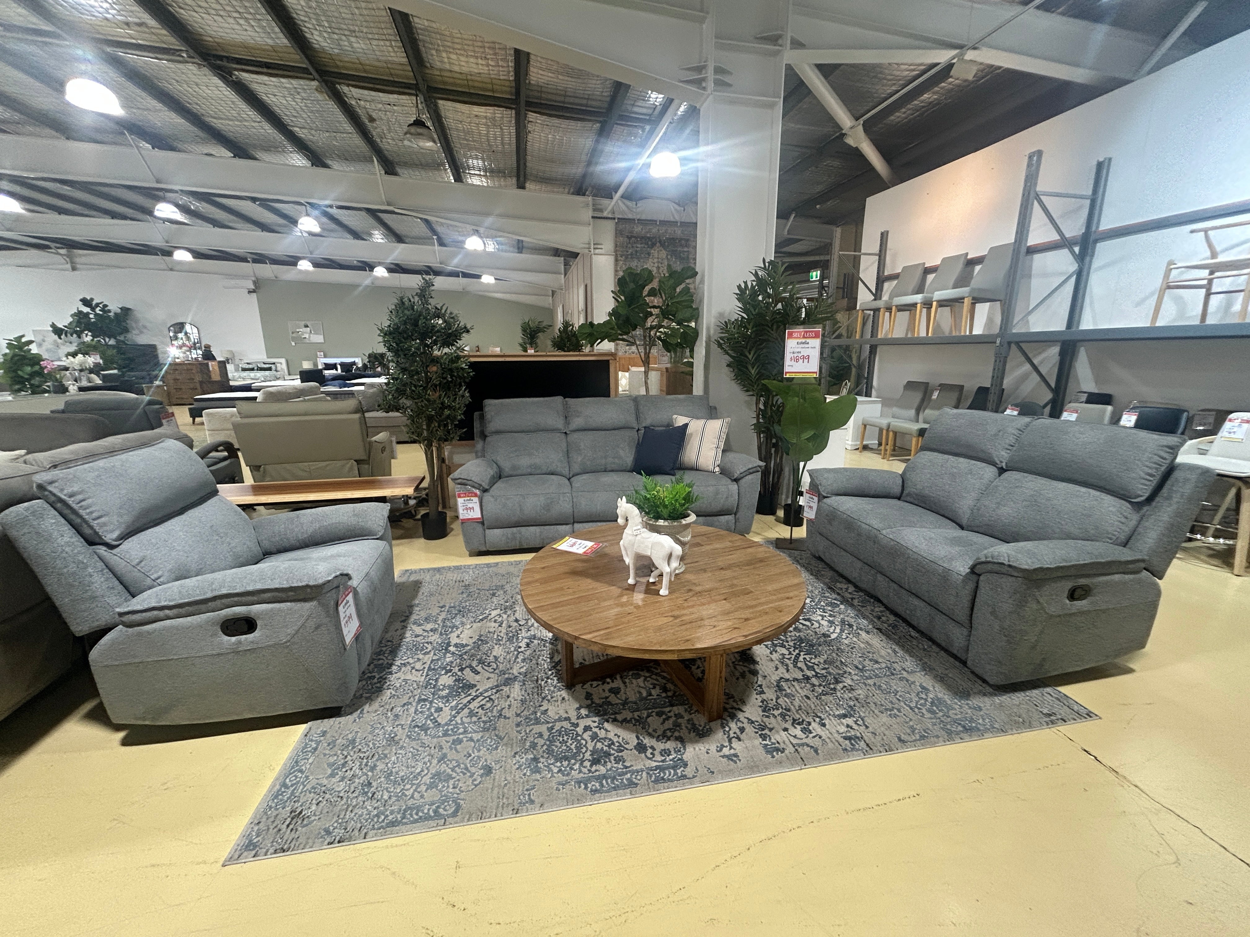 ESTELLA 3RR + R + R Recliner Suite - Grey
