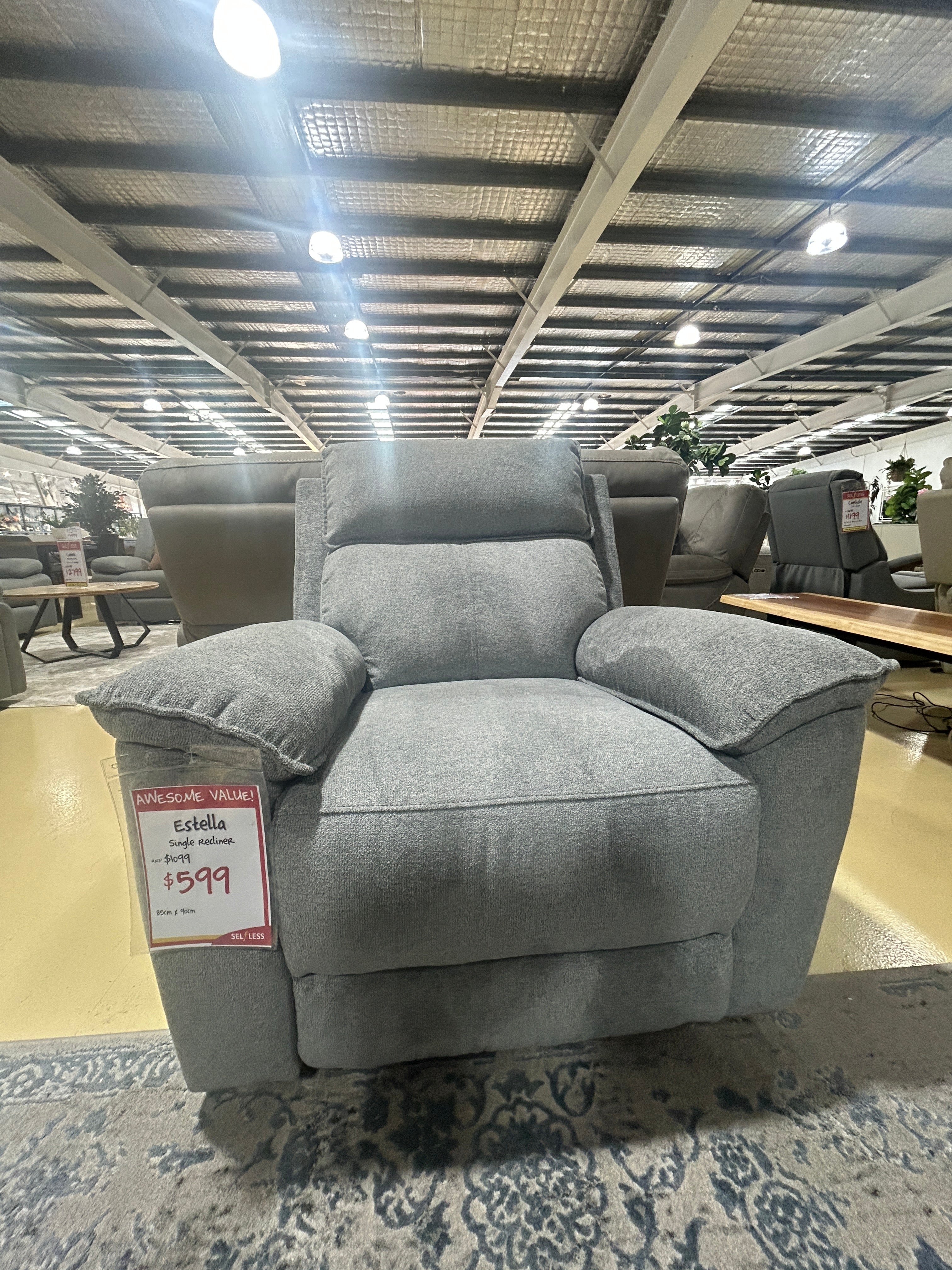 ESTELLA 3RR + R + R Recliner Suite - Grey