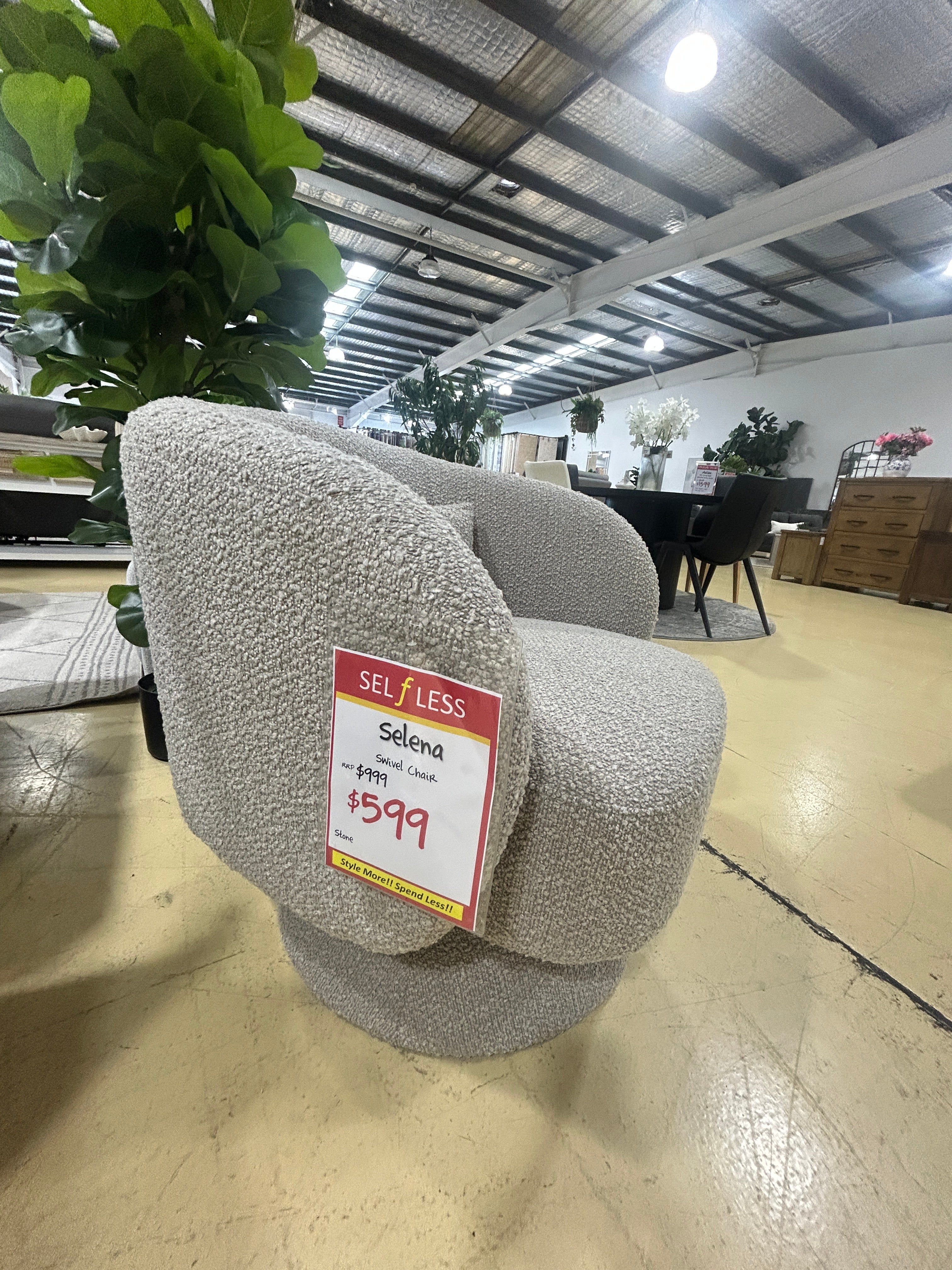 Selena Swivel Chair Stone