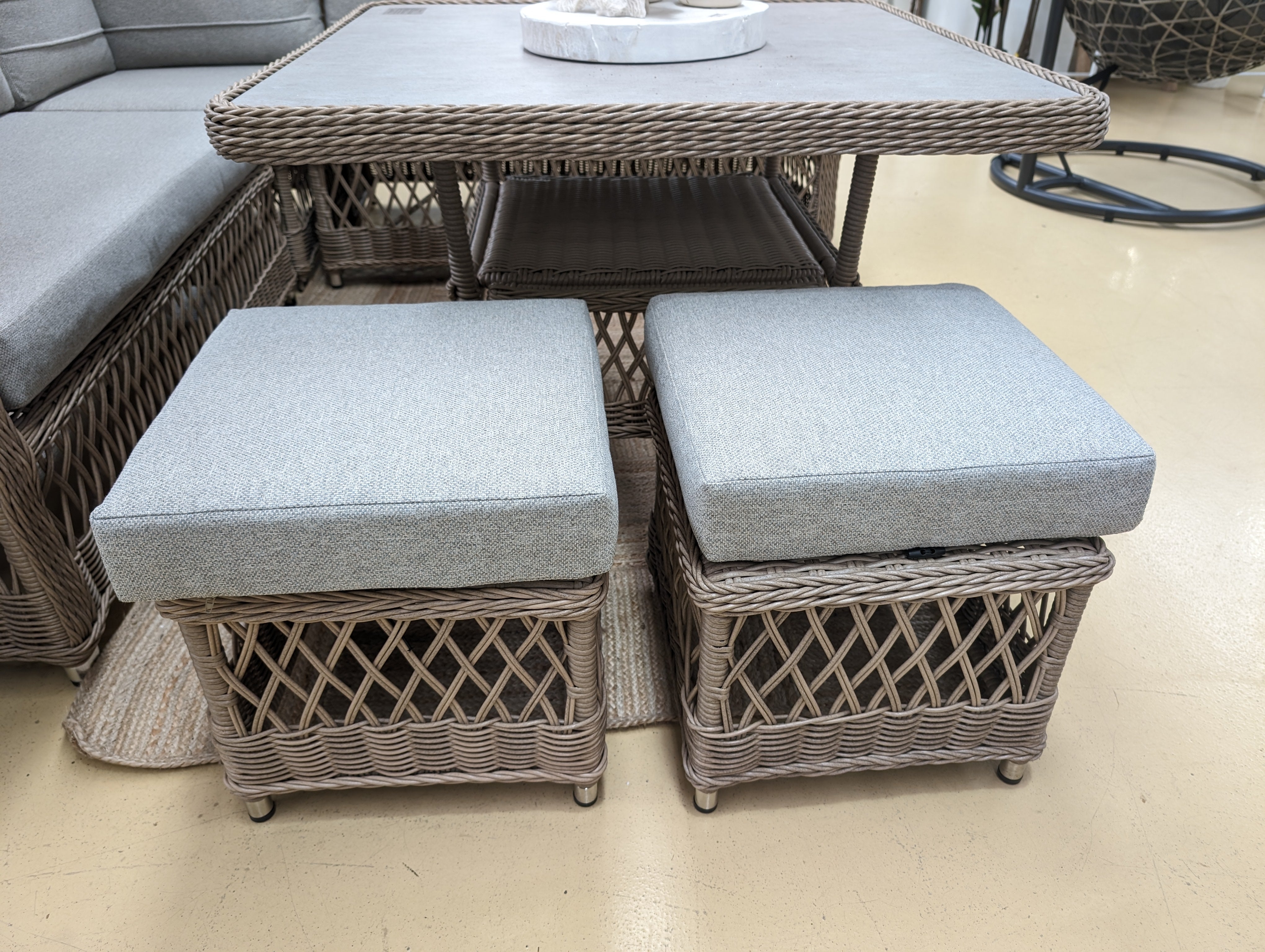 KALAMI 6PC WICKER CORNER SOFA SET- NATURAL/STONE / CORFU