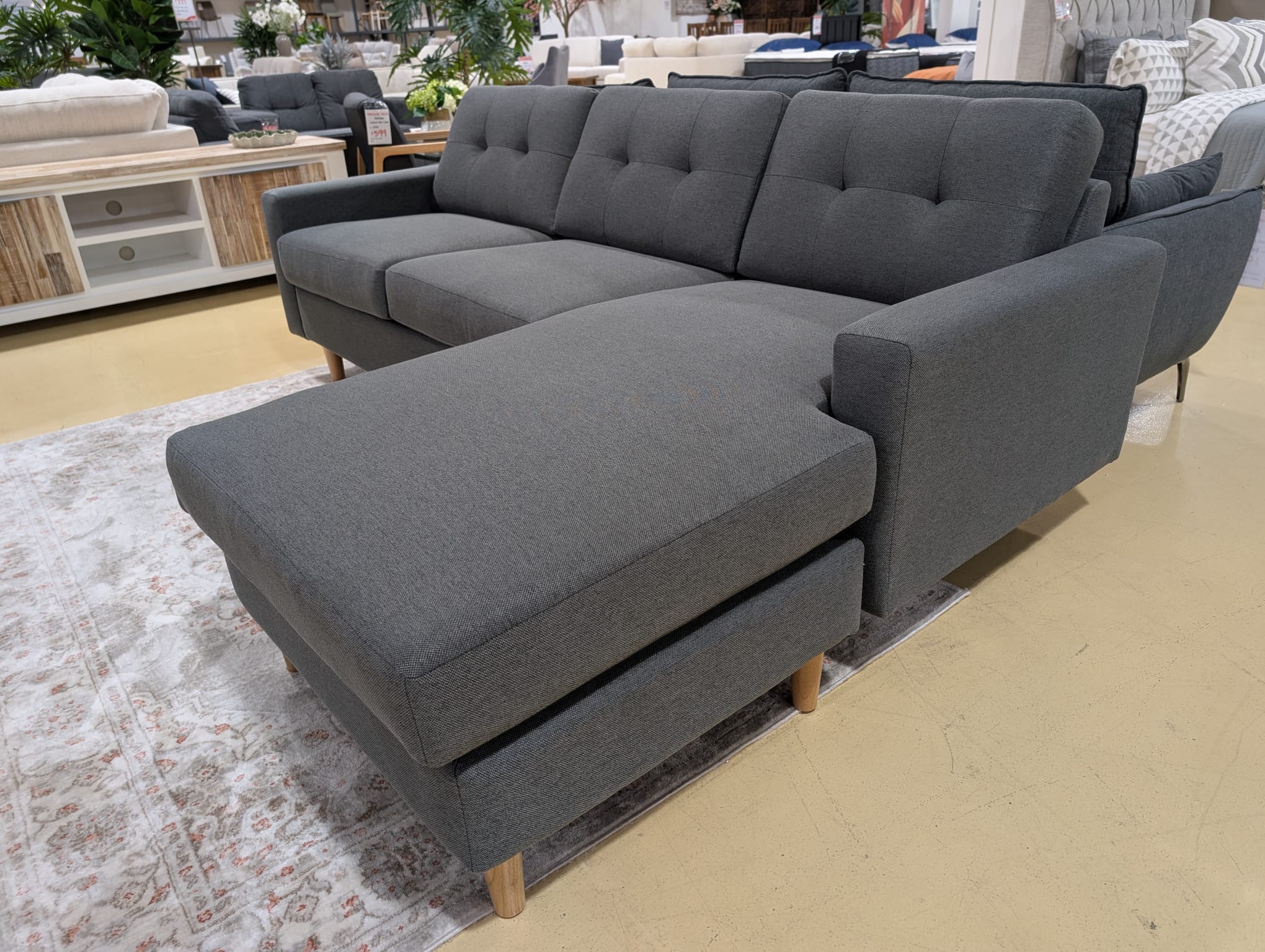 KELSEY Reversable Chaise Lounge - Charcoal