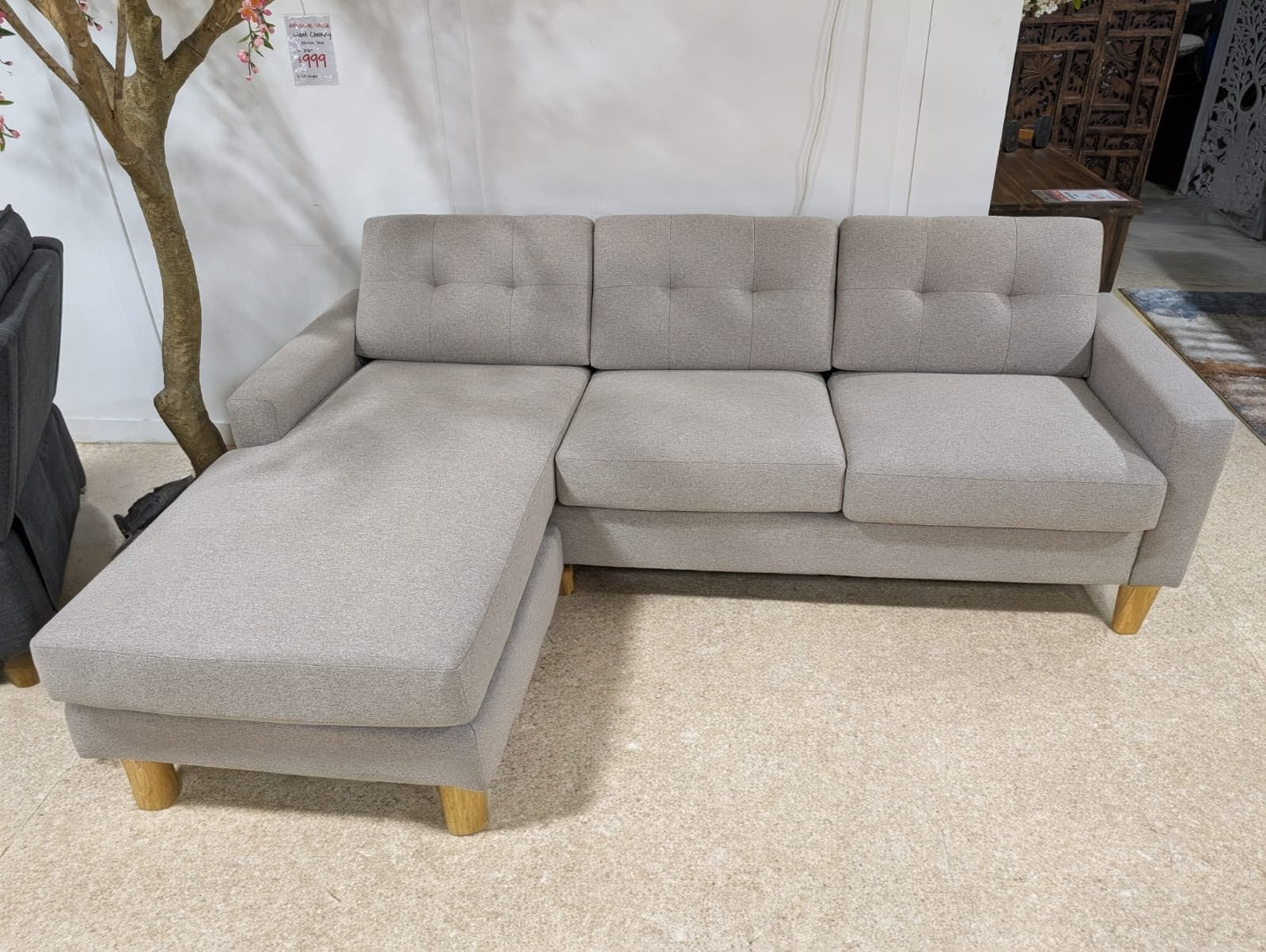 KELSEY Reversable Chaise Lounge - Oatmeal