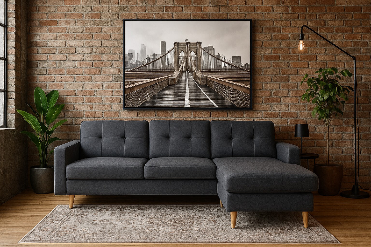 KELSEY Reversable Chaise Lounge - Charcoal