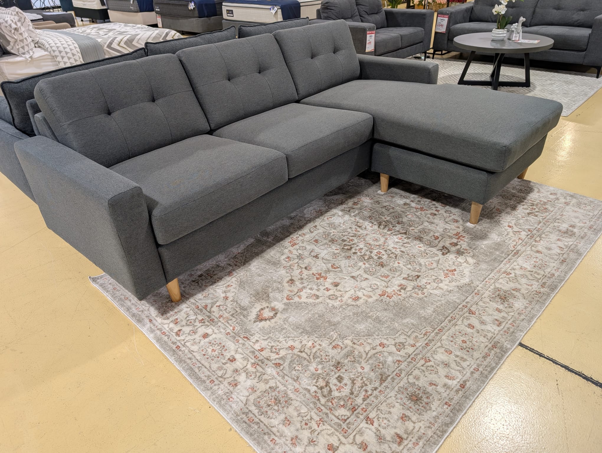 KELSEY Reversable Chaise Lounge - Charcoal