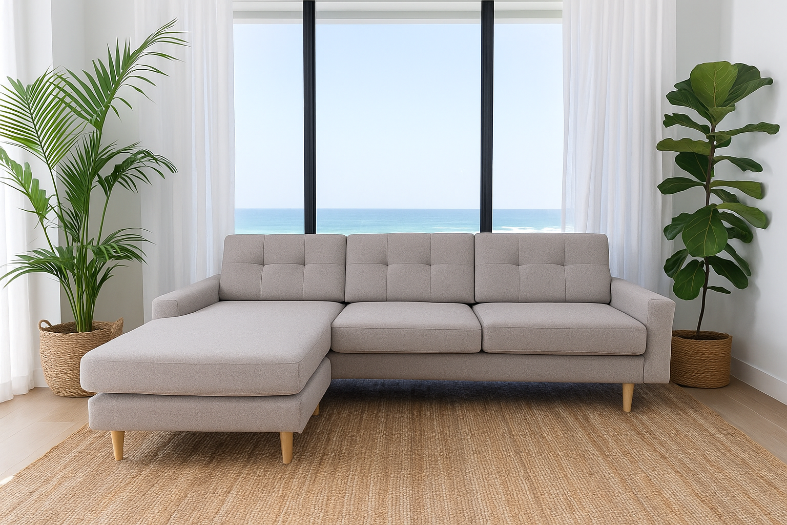 KELSEY Reversable Chaise Lounge - Oatmeal