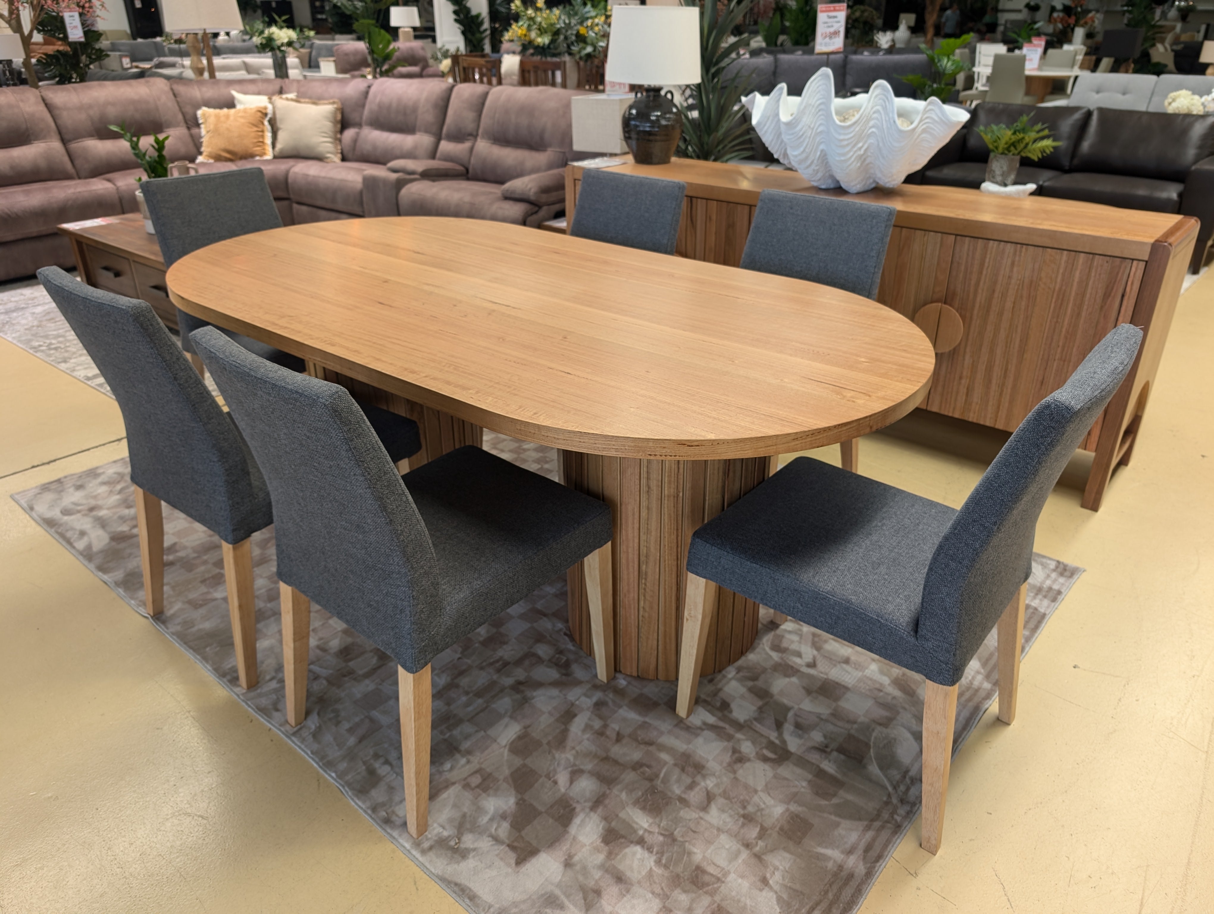 MALIBU 7pc Oval Dining Suite/Fabric Mason Chairs