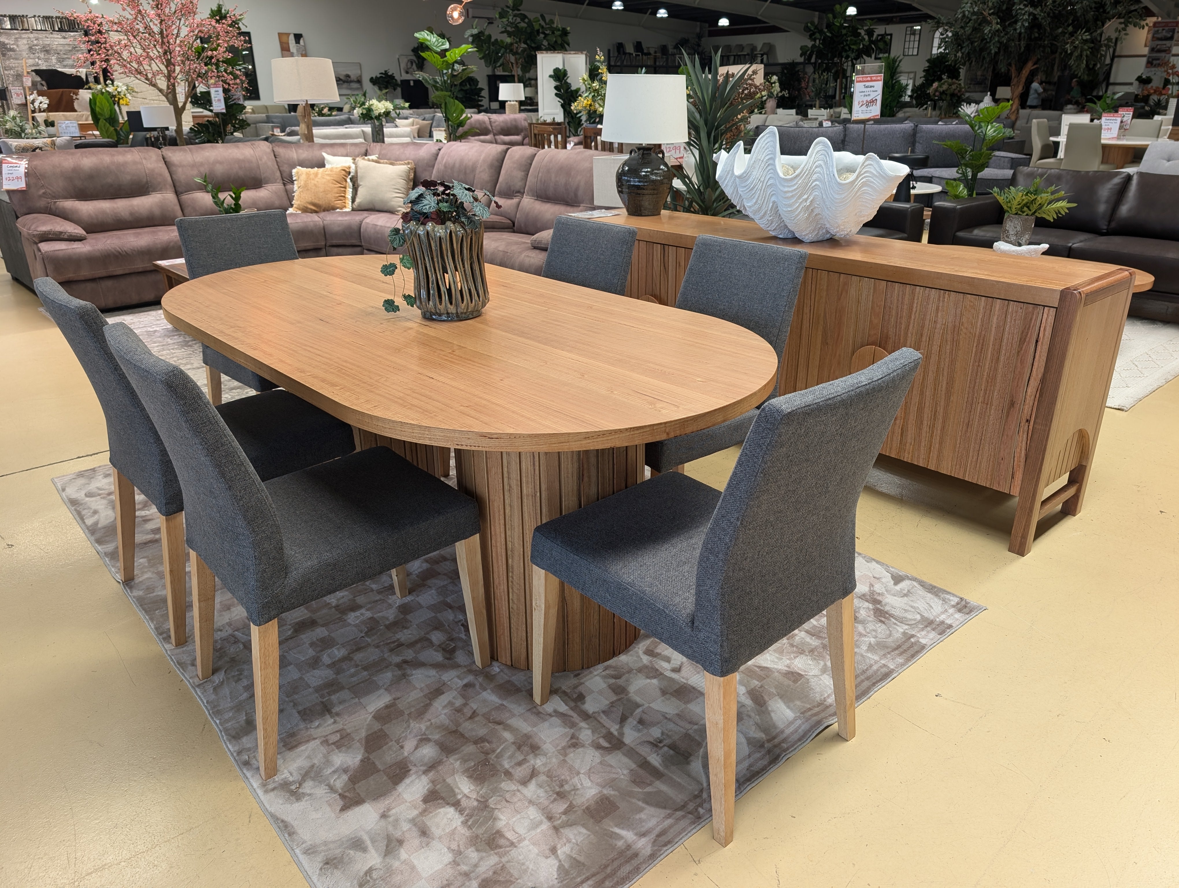 MALIBU 7pc Oval Dining Suite/Fabric Mason Chairs