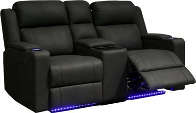 Oscar 2pc Lounge Suite - Black - 3 Seater Electric Recliner + 2 Seater Recliner