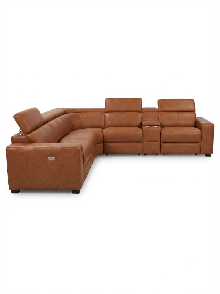 LUGANO Corner Leather Lounge - Chesnut