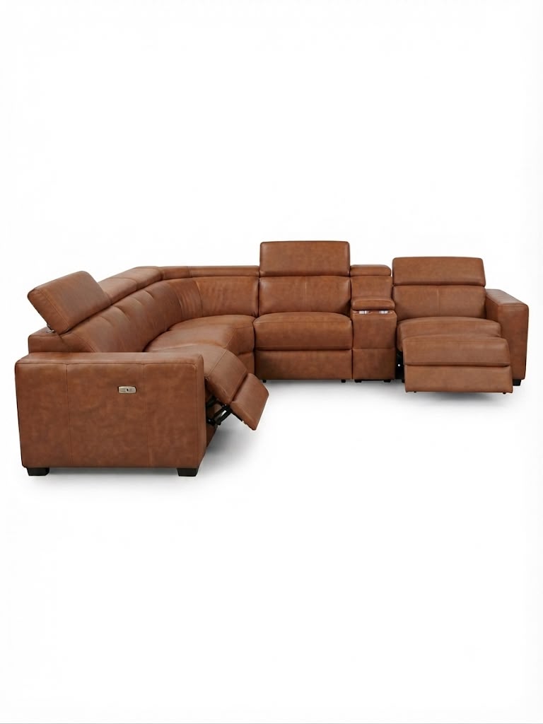 LUGANO Corner Leather Lounge - Chesnut