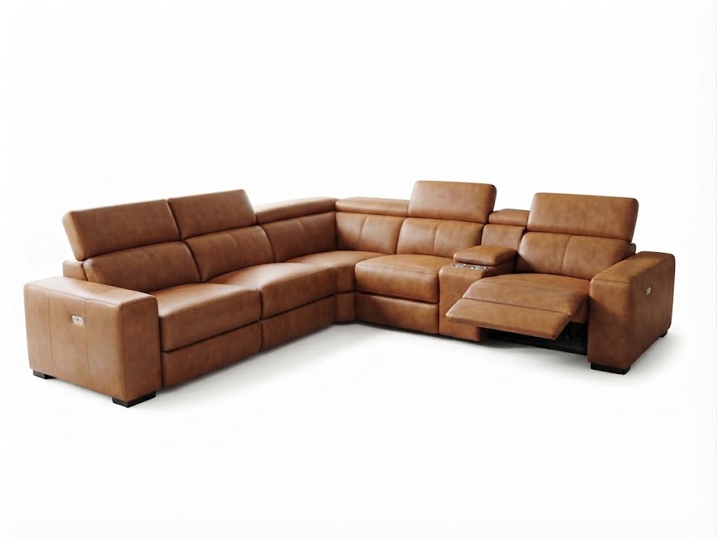 LUGANO Corner Leather Lounge - Chesnut