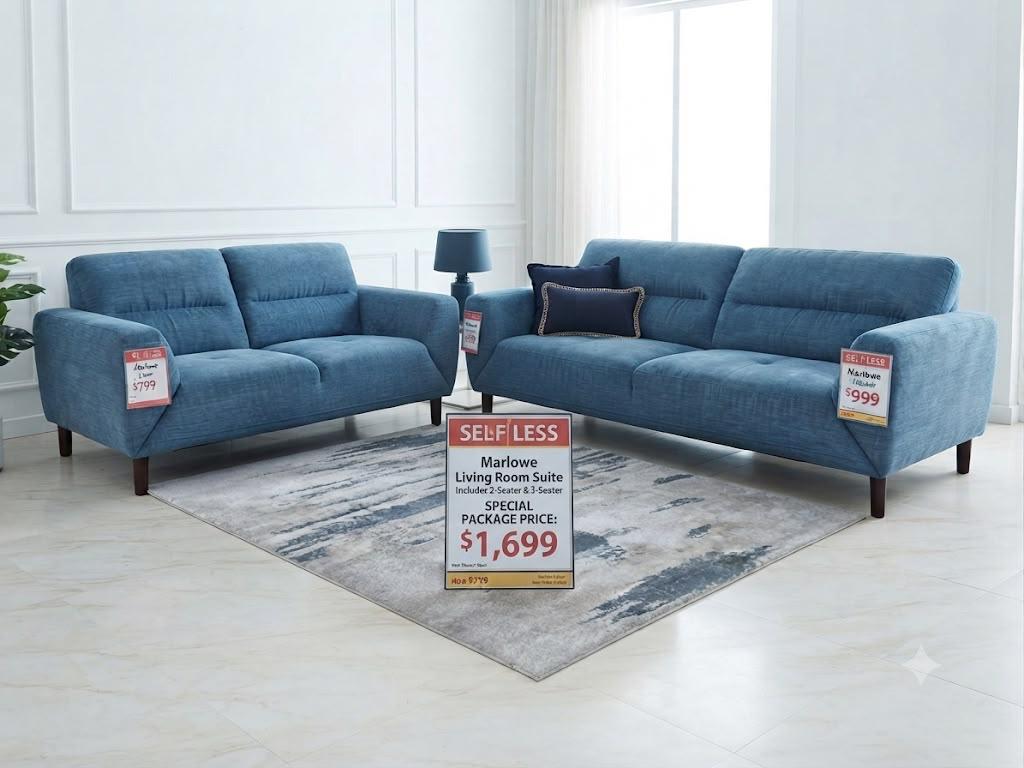 Marlowe 2 Seater Fabric Lounge -Indigo