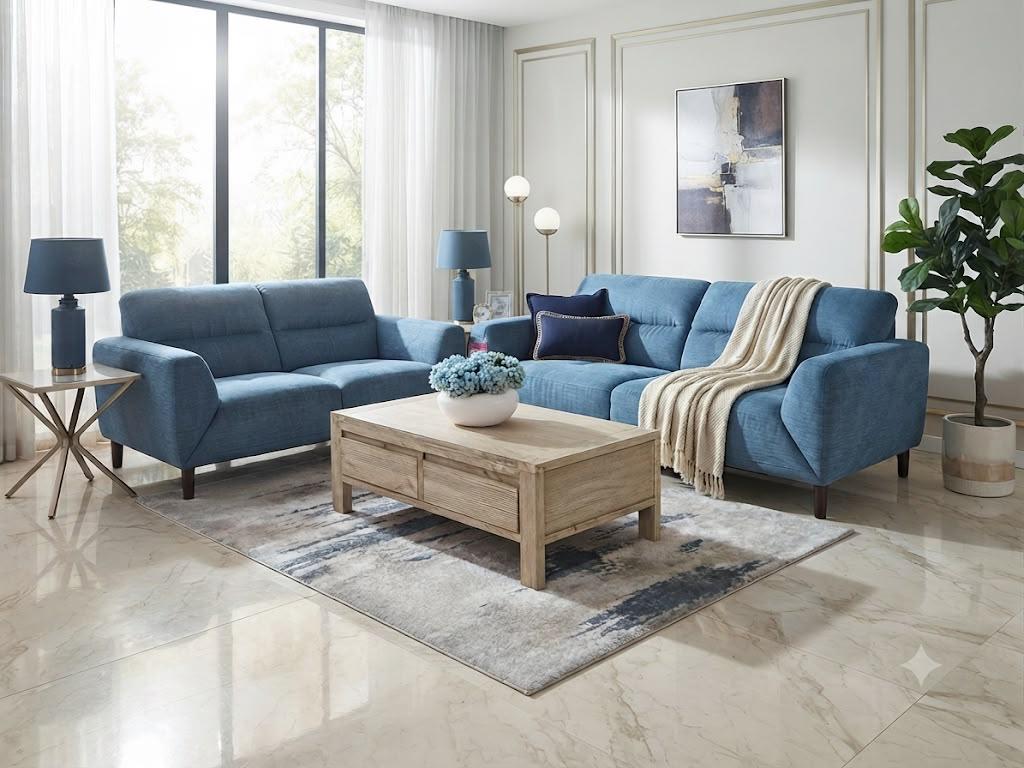 Marlowe 2 Seater Fabric Lounge -Indigo
