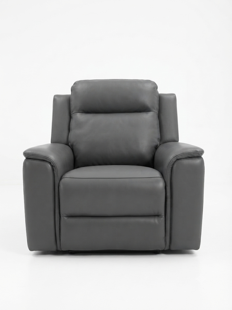 ALASKA LEATHER SINGLE ELEC RECLIENER - GRAPHITE / NEWSTEAD