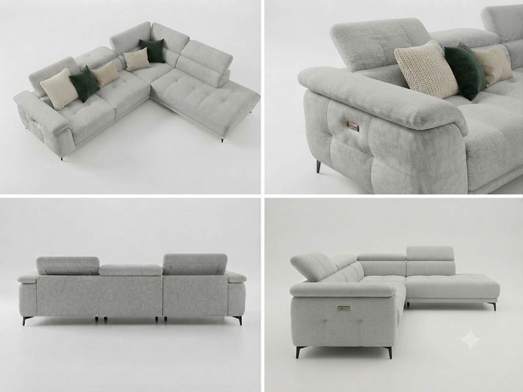 BERLIN LHF CHAISE 3 SEATER - STONE