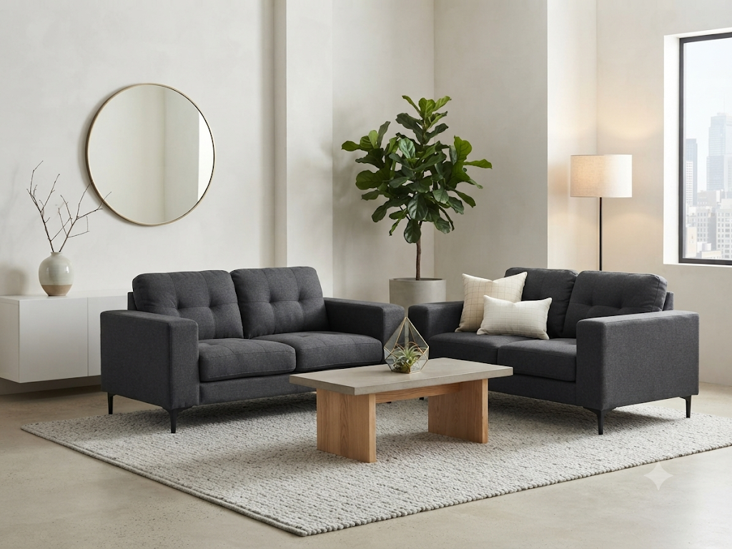 CARLON 2 Seater Sofa - Charcoal