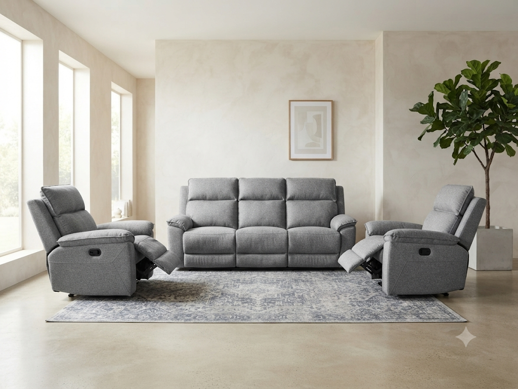 ESTELLA 3RR + R + R Recliner Suite - Grey
