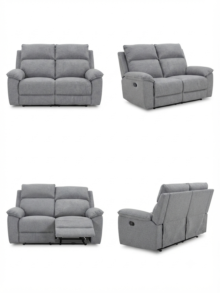 ESTELLA 2 Seater Manual Recliner - Grey