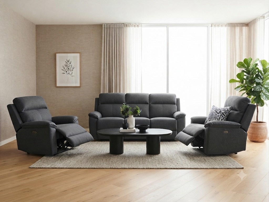 ESTELLA 3ERR +ER + ER Recliner Suite (ELEC) - Dark Grey