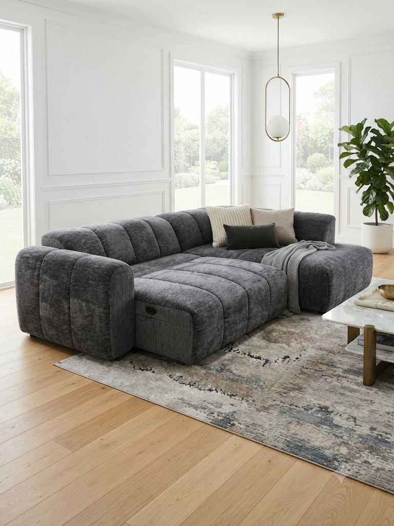 HARLEY RHF CHAISE ELEC SLIDING SOFA BED - DARK GREY