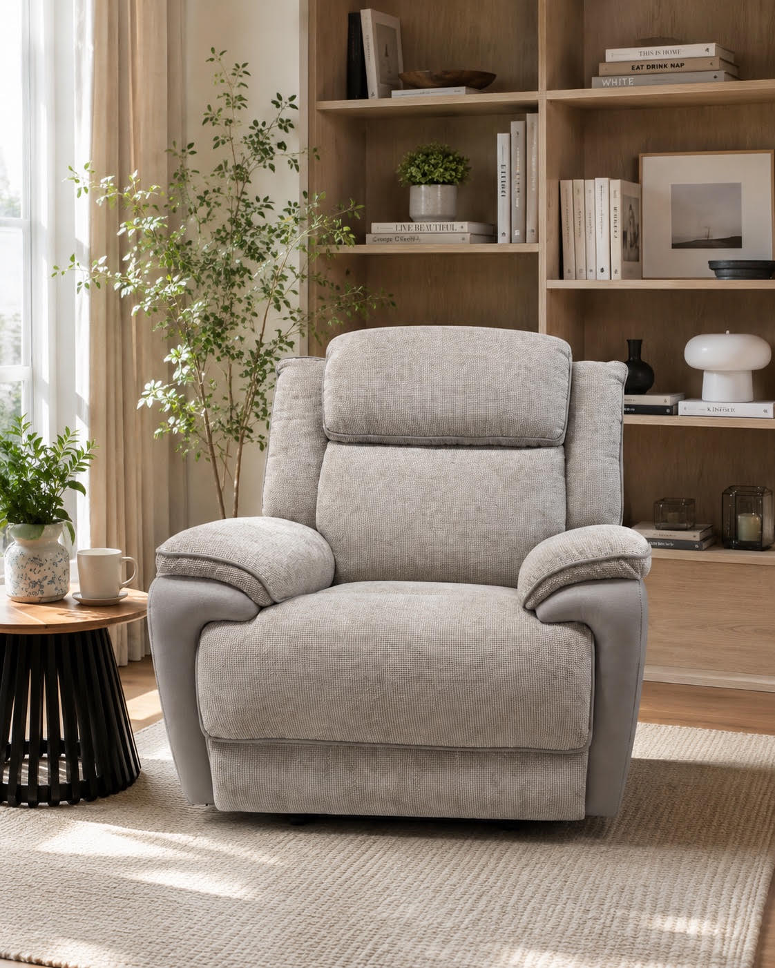 LENNOX FAB SINGLE ELE RECLINER-OYSTER