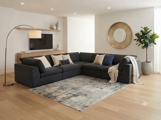 MADISON 5PC MODULAR LOUNGE - CHARCOAL - 3 x CNR / 2x ARMLESS