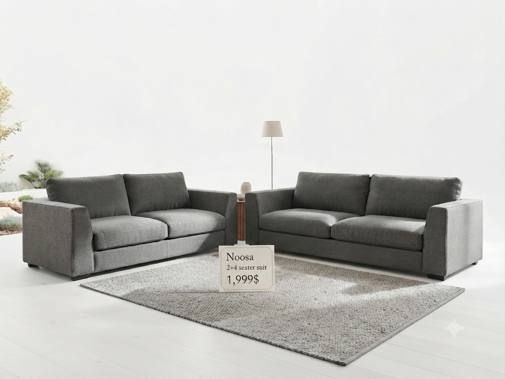 NOOSA 2 + 4 Seater Lounge Suite - Dark Grey