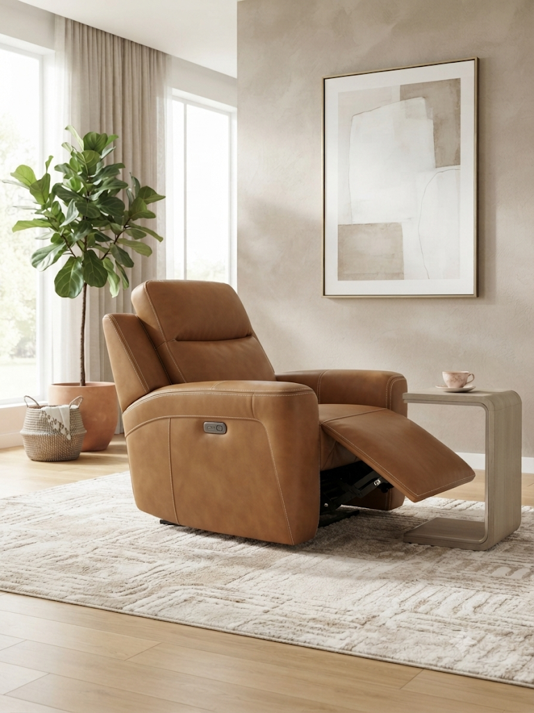 NOVARRA LEATHER ELECTRIC RECLINER - TAN