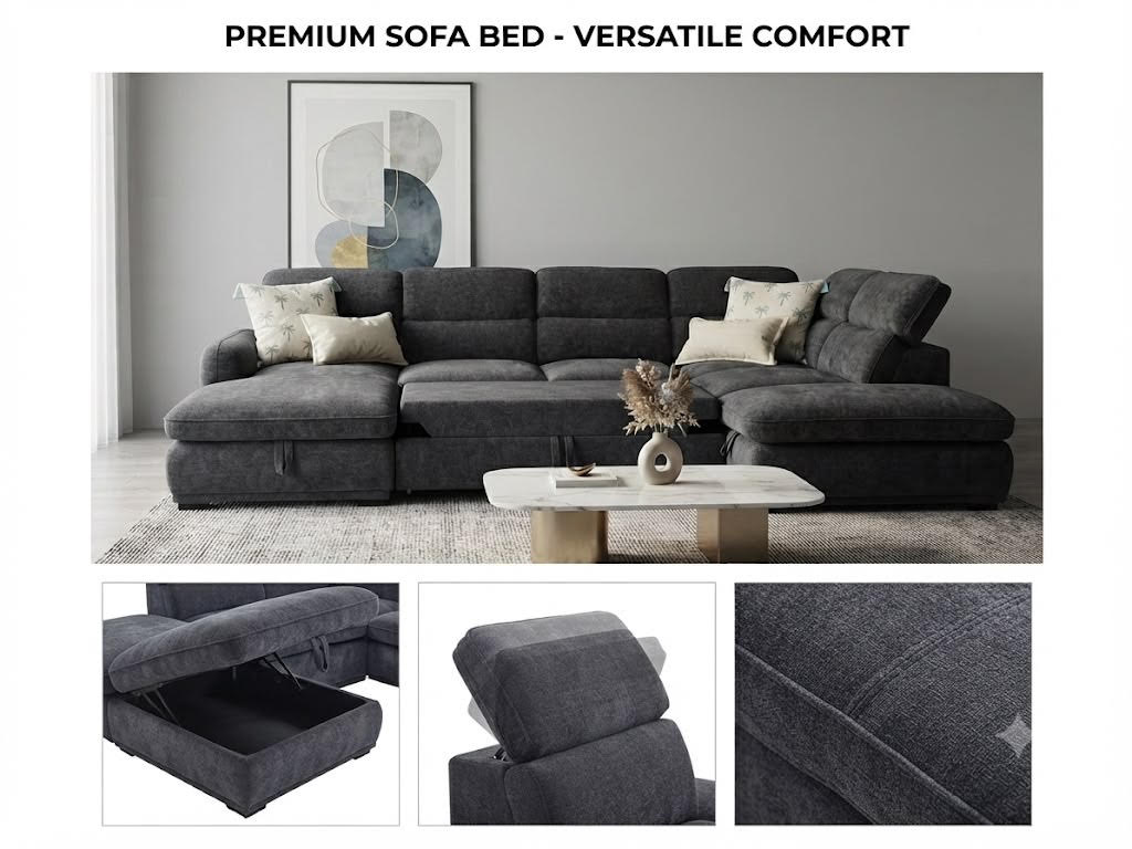 VENICE LHF LIFT UP CHAISE - CHARCOAL
