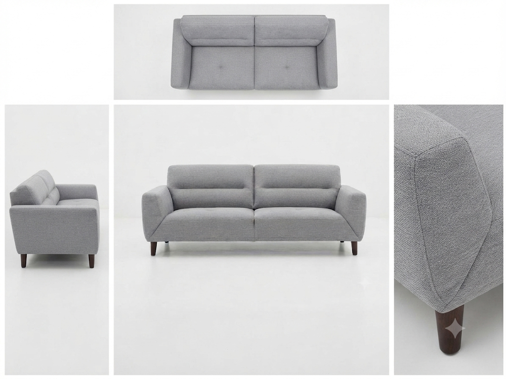 Marlowe 3 Seater Fabric Lounge - Pewter