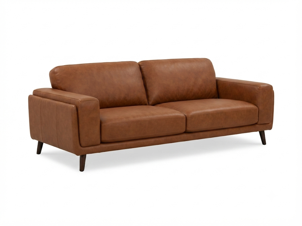 ZEPLIN 3 Seater Leather Lounge - Chesnut