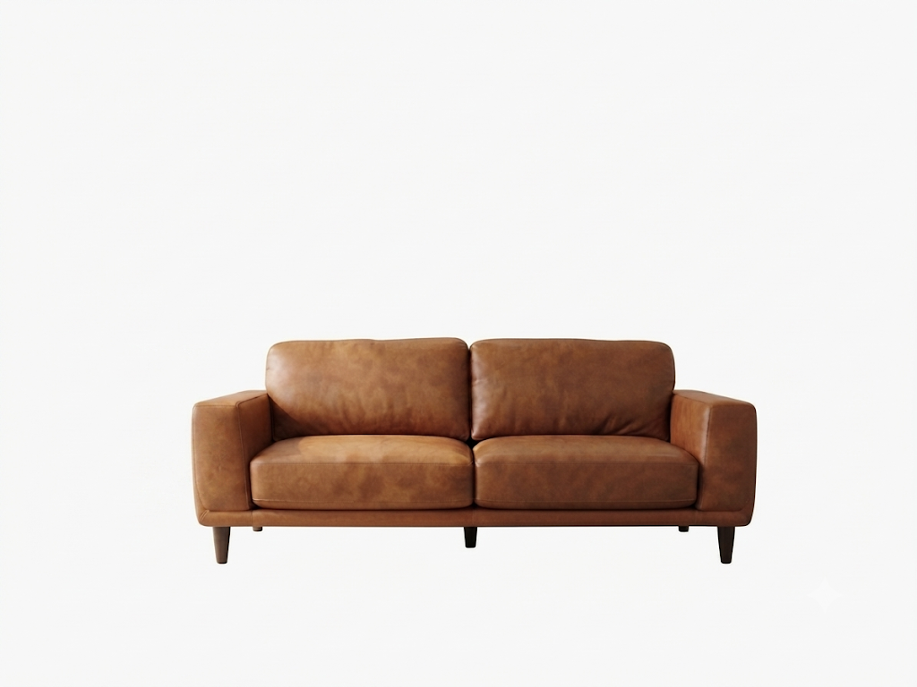 ZEPLIN 3 Seater Leather Lounge - Chesnut