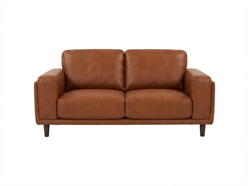 ZEPLIN 2 Seater Leather Lounge - Chesnut