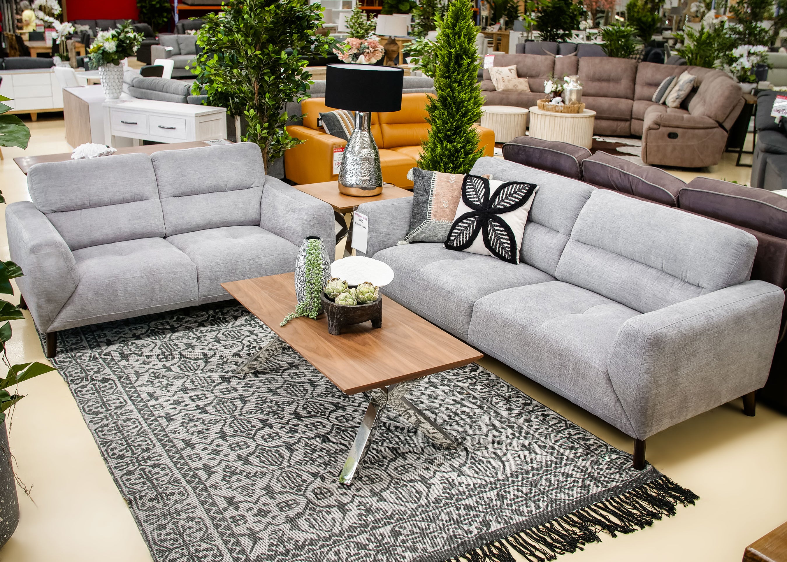 Stanford 3+2 Seater Fabric Lounge - Charcoal / Hugo