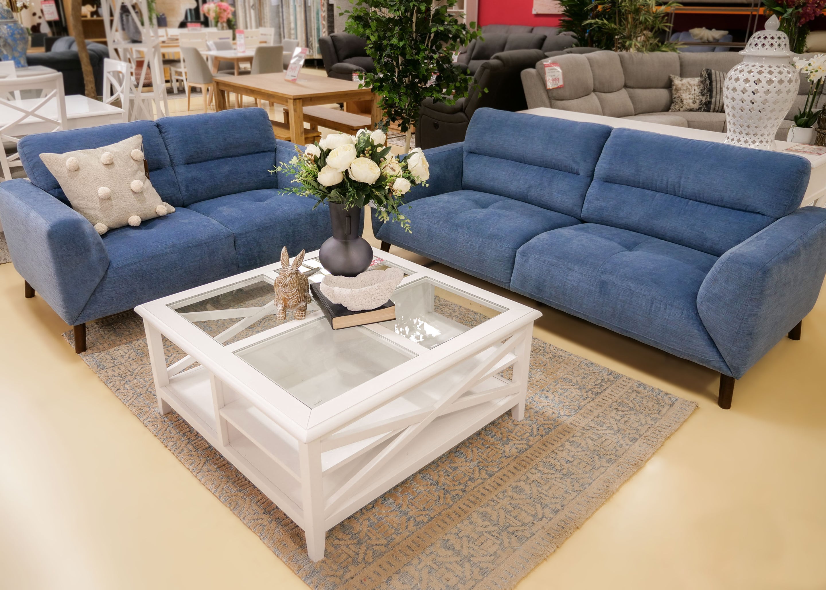 Stanford 3+2 Seater Fabric Lounge - Charcoal / Hugo